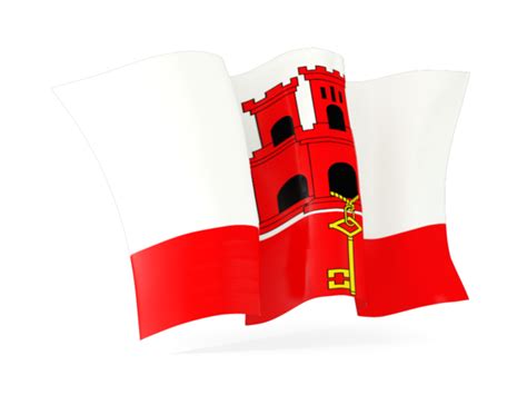 Waving flag. Illustration of flag of Gibraltar