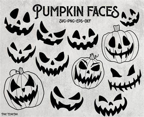 Halloween Pumpkin Faces SVG Bundle Pumpkin Faces Clipart Jack O Lantern ...