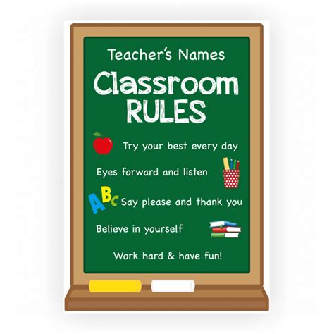 Classroom Rules Poster with custom teacher name and rules - Matte