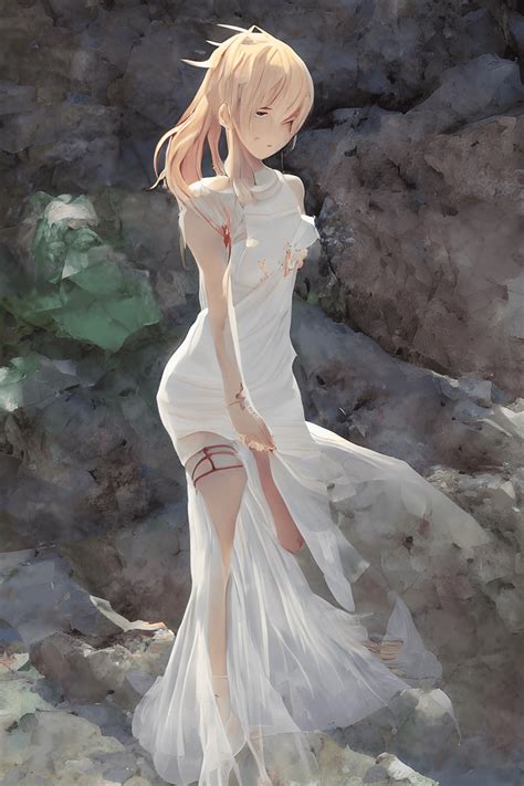 Anime Girl in Elegant White Dress · Creative Fabrica