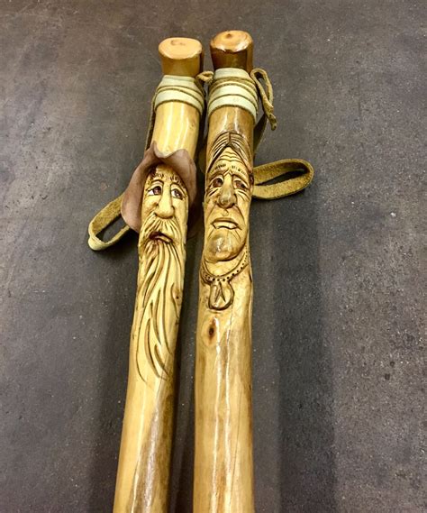 Pair Of Hand Carved Walking Canes