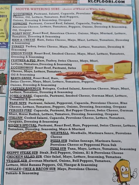 Menu at Skips Deli, Lake Butler