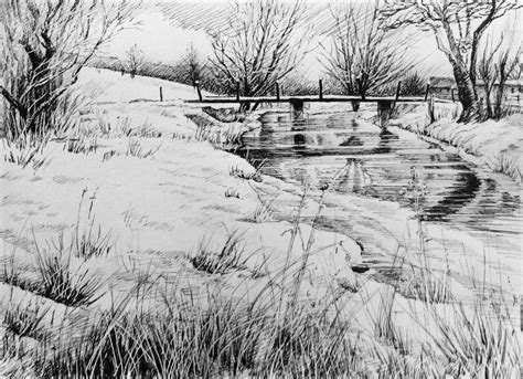 Trees in the Landscape. Pen and ink. Glyn Overton. | Landscape sketch ...