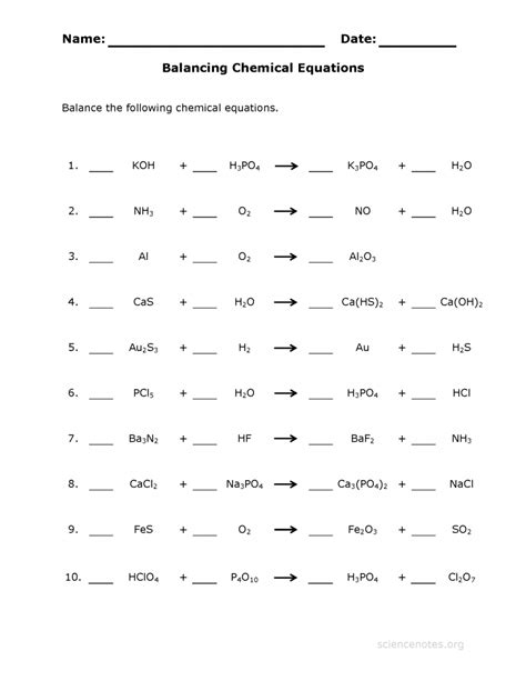 Balancing Equations Practice Worksheet Answers – Englishworksheet.my.id