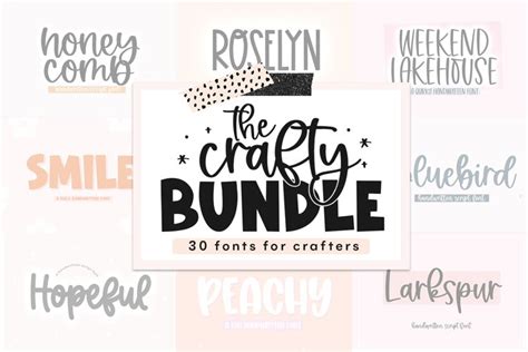 Crafty Font Bundle - 30 Handwritten Fonts for (1400763)