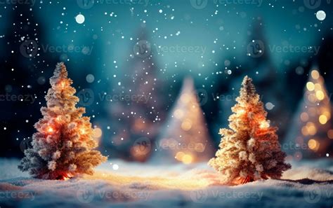 Beautiful tiny and snowy Christmas trees for wallpaper with copy space ...