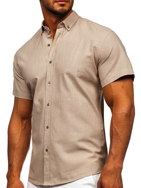 Camisa de manga corta para hombre beige Bolf 20501 BEIGE