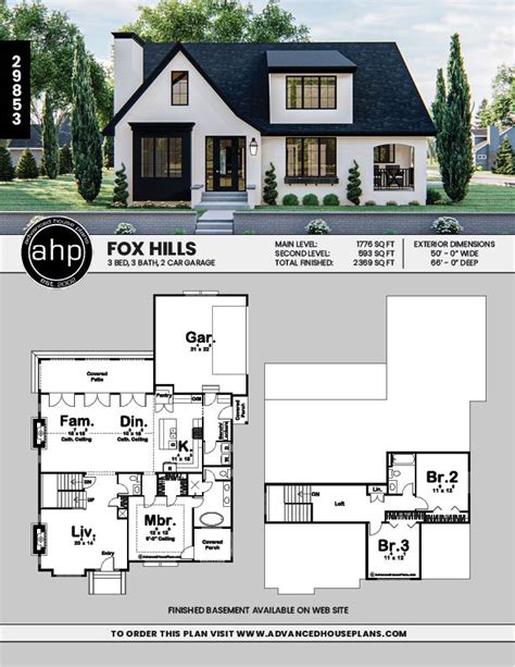 1.5 Story Modern Cottage Style Plan | Fox Hills | House plans farmhouse ...