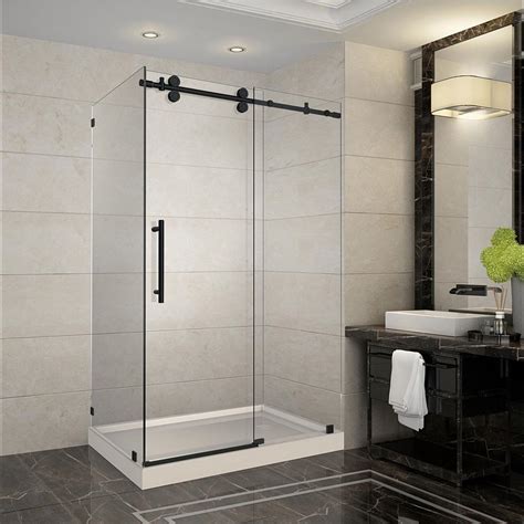 Aston Langham 48 in. x 77.5 in. x 35 in. Frameless Corner Sliding ...