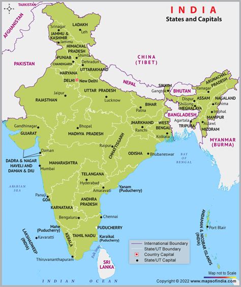 Indian States and Capitals on Map | List of All India's 8 UTs and 28 ...