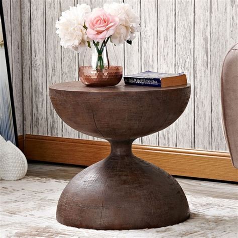 Luxury Modern Creative Round Drum Side Table Hourglass Accent Table in ...