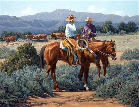 Two Cowboys Painting by Randy Follis