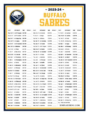 Printable 2023-2024 Buffalo Sabres Schedule