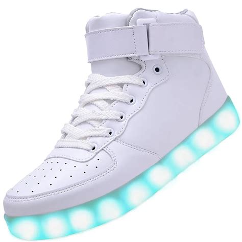 XIWEIHU Men USB Charging High Top Luminous LED Light Shoes 7 Colors ...