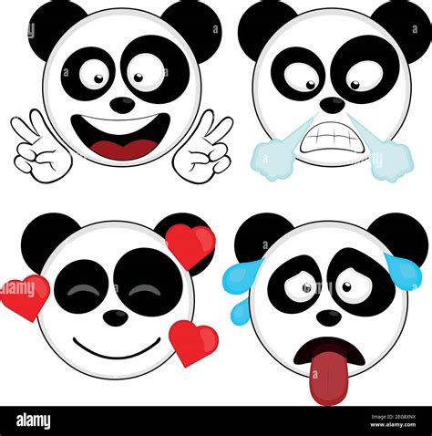 Vector illustration of expressions of a panda bear cartoon Stock Vector ...