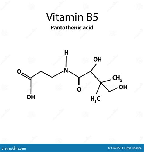 Vitamin B5. Pantothenic Acid Molecular Chemical Formula. Infographics ...