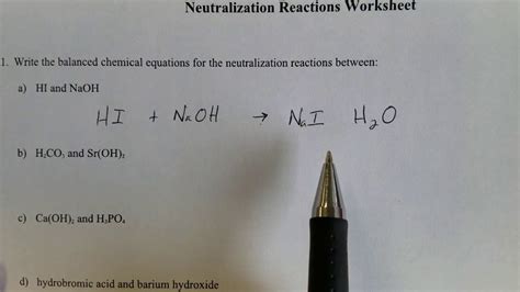 Write The Balanced Chemical Equation For Neutralization Reaction ...