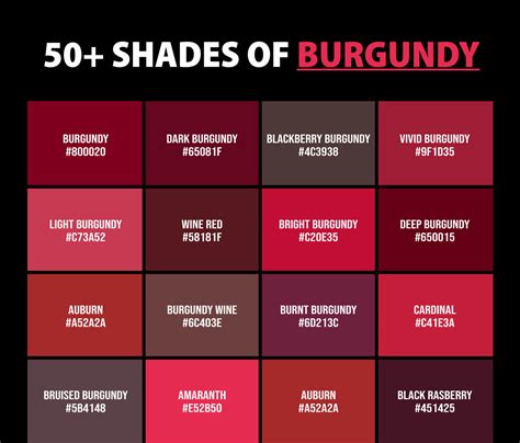 50+ Shades of Burgundy Color (Names, HEX, RGB & CMYK Codes ...