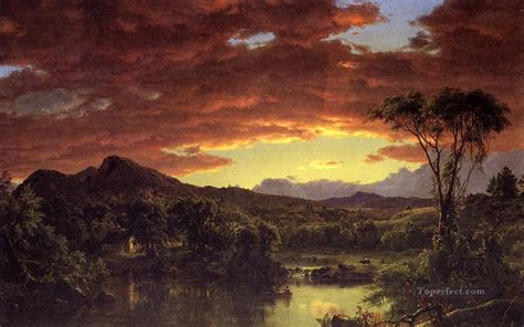 A Country Home scenery Hudson River Frederic Edwin Church Painting in ...