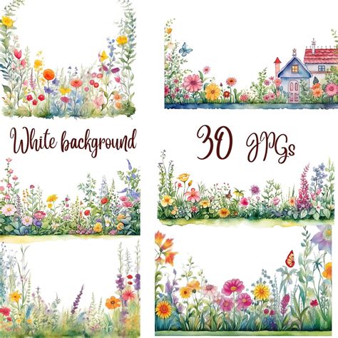 10 Watercolor Spring Border Clipart Jpgs,commercial Use,digital ...