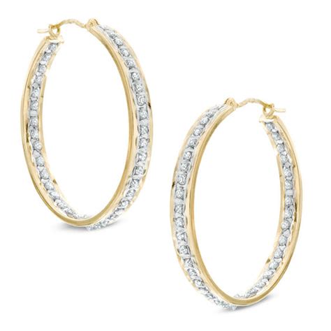 Diamond Fascination™ Hoop Earrings in 14K Gold | Diamond Earrings ...