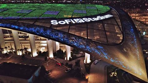 SoFi Stadium Amazing Roof Lights Aerial Tour | EdisonReport.tv