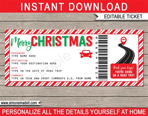 Christmas Road Trip Ticket Template | Surprise Road Trip Reveal