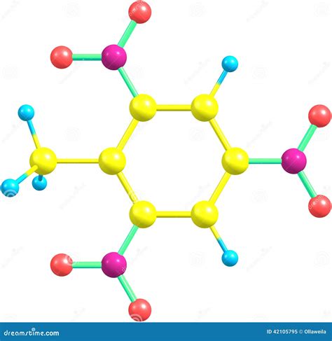 Trinitrotoluene Molecular Structure on White Background Stock ...