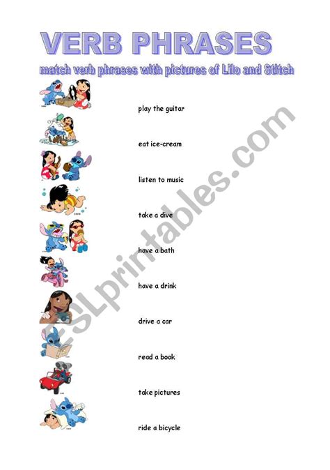 Verb phrases - ESL worksheet by borna