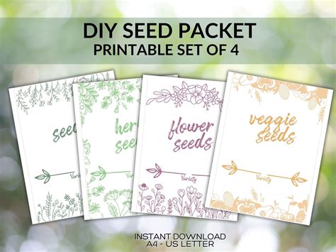 Printable Seed Envelopes DIY Seed Packets Seed Storage Seed Saving ...