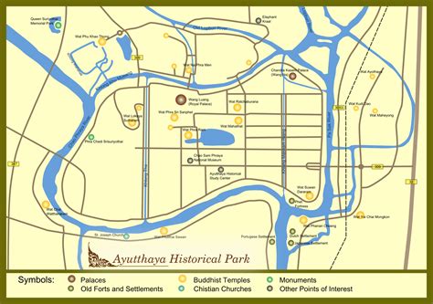 Map of Ayutthaya Historical Park, Ayutthaya, Thailand. (Illustration ...