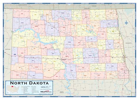 North Dakota Counties Wall Map by Maps.com - MapSales