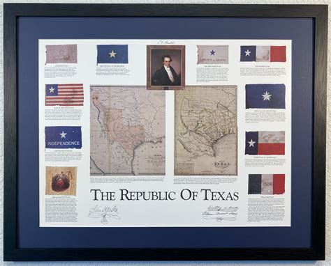 The Republic of Texas Flag and Map Print - Gallery of the Republic