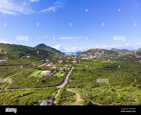 Aerial picture taken of Dutch Sint Maarten. The caribbean island of ...