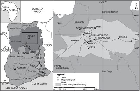 Map of Ghana showing the location of Tamale where the research was ...