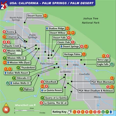 Palm Springs Golf Courses Map | Printable Templates Free