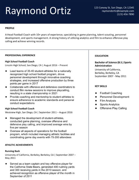 High School Football Coach Resume Examples and Templates for 2024 ...