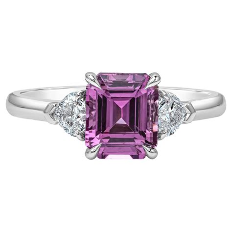 6.44 Carat Purple Pink Unheated Sapphire Diamond Platinum Three Stone ...