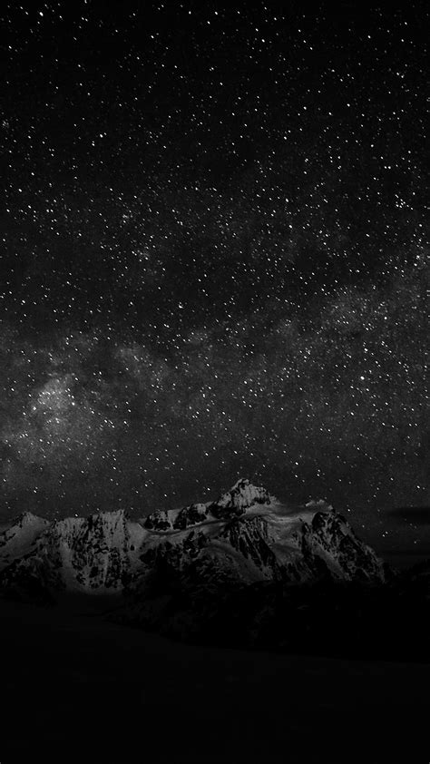 Starry Night Sky Mountain Nature Bw Dark Android wallpaper - Android HD ...