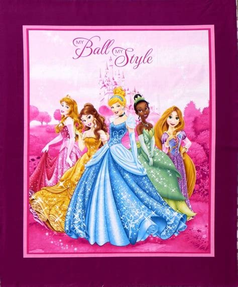 DISNEY PRINCESS FABRIC PANEL MY BALL MY STYLE WALL HANGING QUILT TOP ...