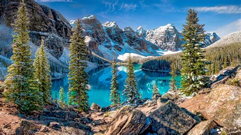 Nature Landscape Moraine Lake Canada Mountain Forest