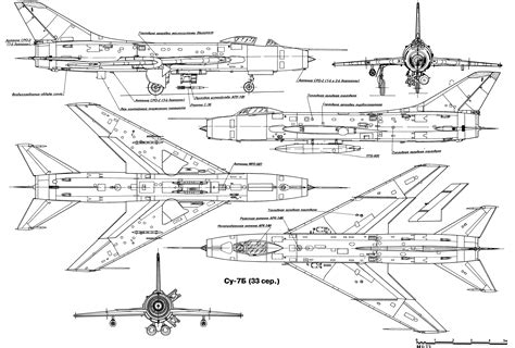 Sukhoi Su-7 Blueprint - Download free blueprint for 3D modeling