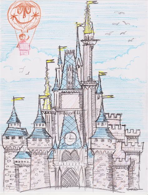 Walt Disney Castle Sketch at PaintingValley.com | Explore collection of ...