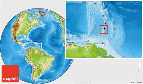 Physical Location Map of Saint Vincent and the Grenadines, highlighted ...