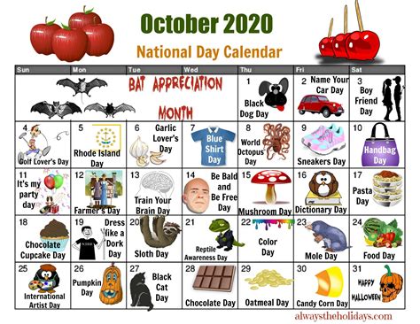 October National Day Calendar 2021 Free Printable Calendars - PELAJARAN