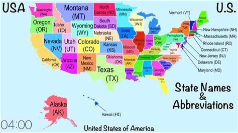 Us Map With State Names / Usa Map Color Name Countriesunited States ...