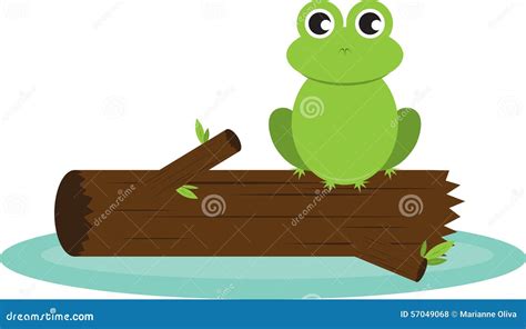 Floating Log Frog stock vector. Illustration of funny - 57049068