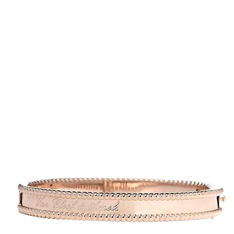 VAN CLEEF & ARPELS 18K Rose Gold Perlee Signature Bangle Bracelet S 510351