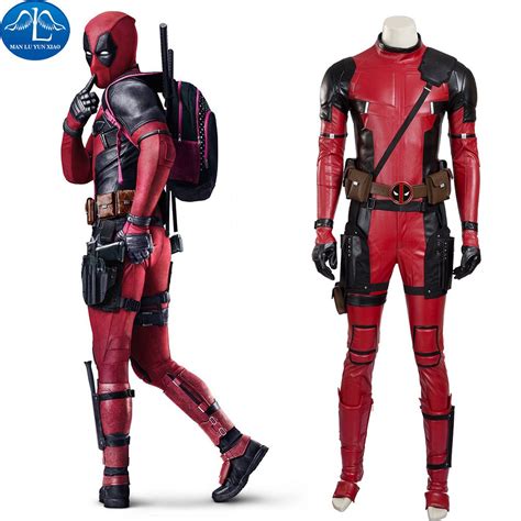 Deadpool Costume Halloween Superhero Red Leather Deadpool Jumpsuit ...