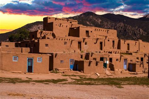 Adobe Houses in the Pueblo of Taos, New Mexico, USA. Stock Image ...